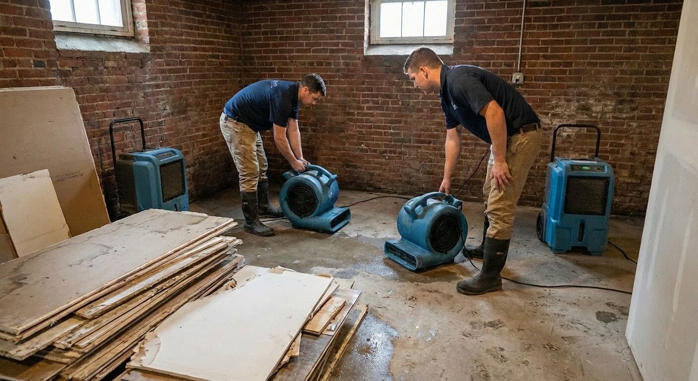 Flooded Basement Restoration in Belmont