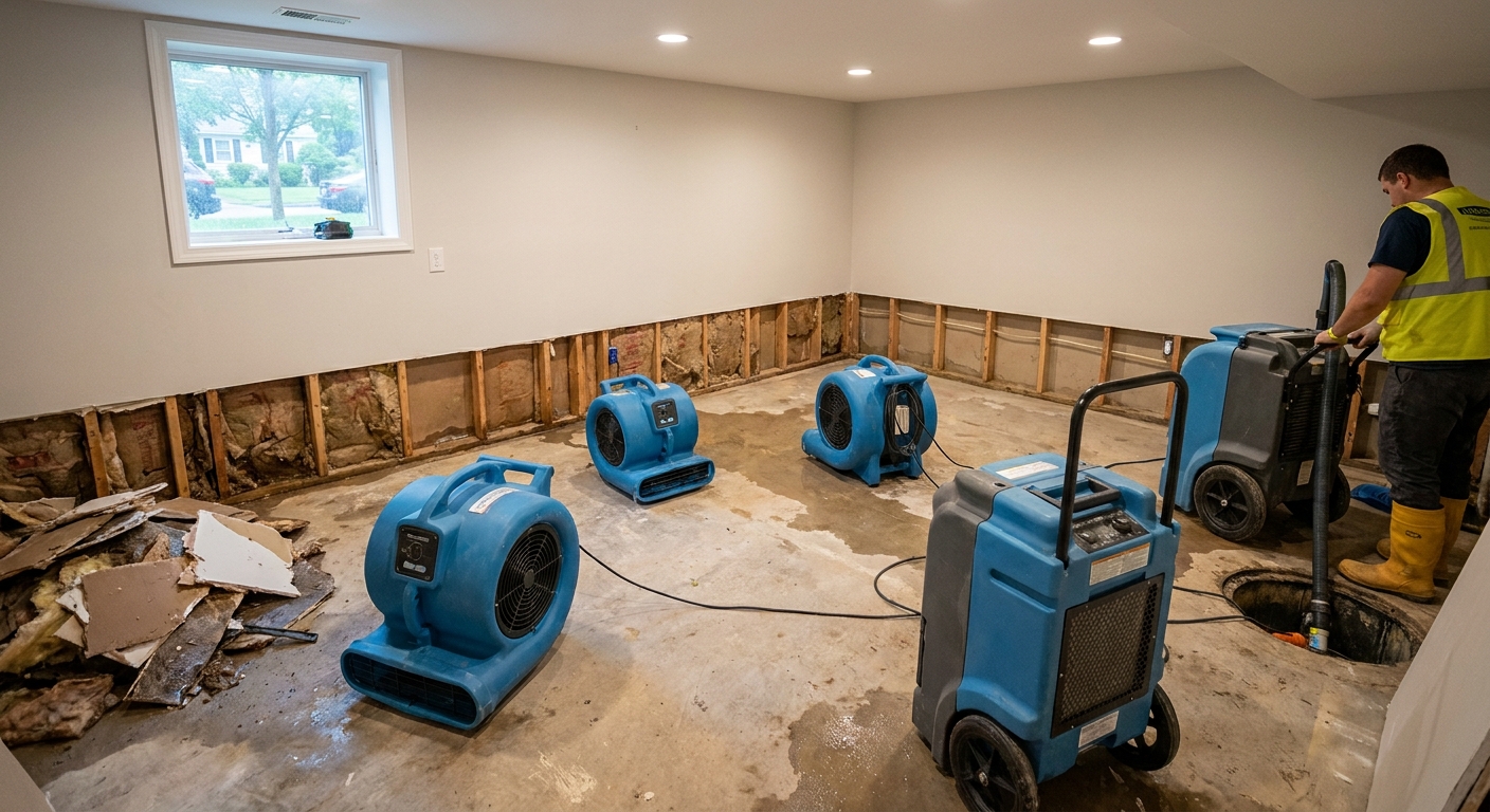 Flooded Basement Restoration in Wellesley