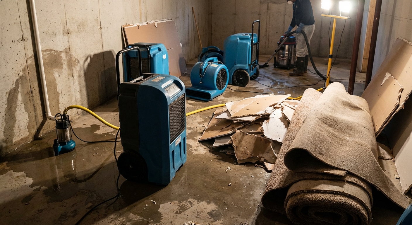 Flooded Basement Restoration in Bedford