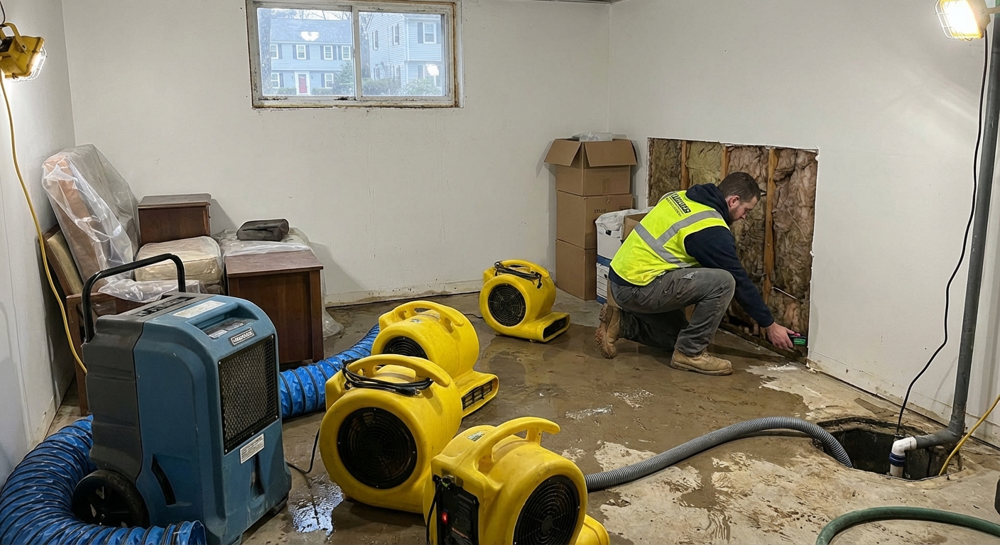 Flooded Basement Restoration in Westford