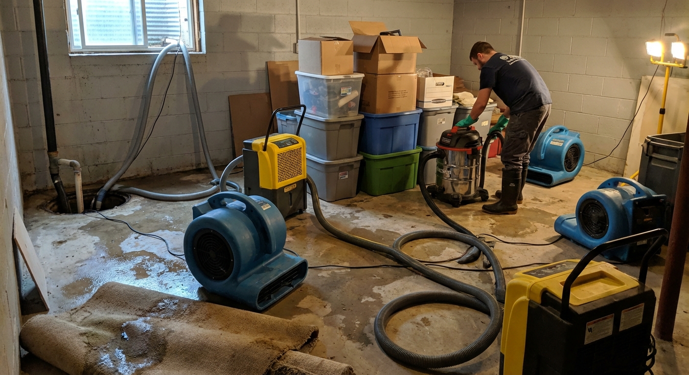 Flooded Basement Restoration in Boxford