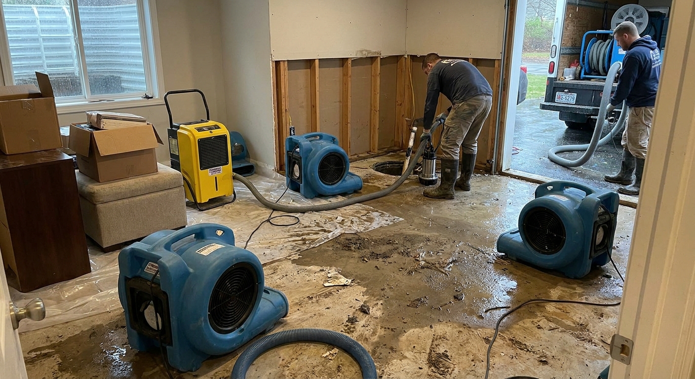 Flooded Basement Restoration in Framingham