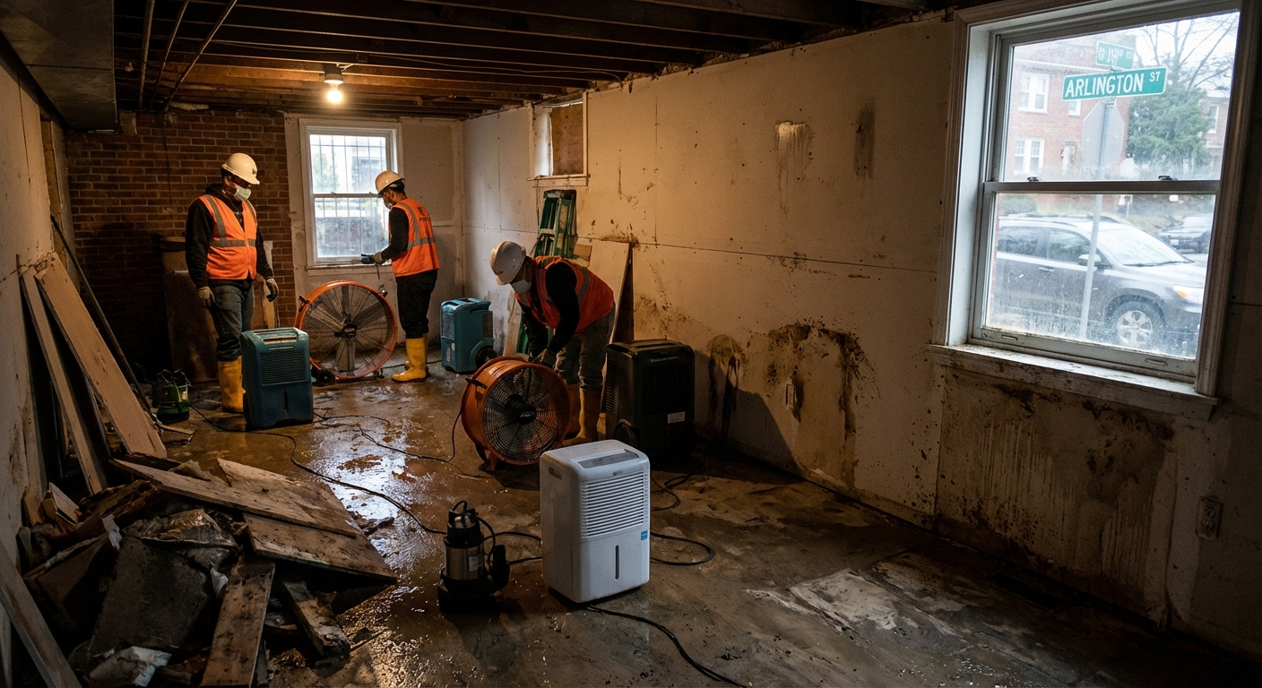 Flooded Basement Restoration in Arlington