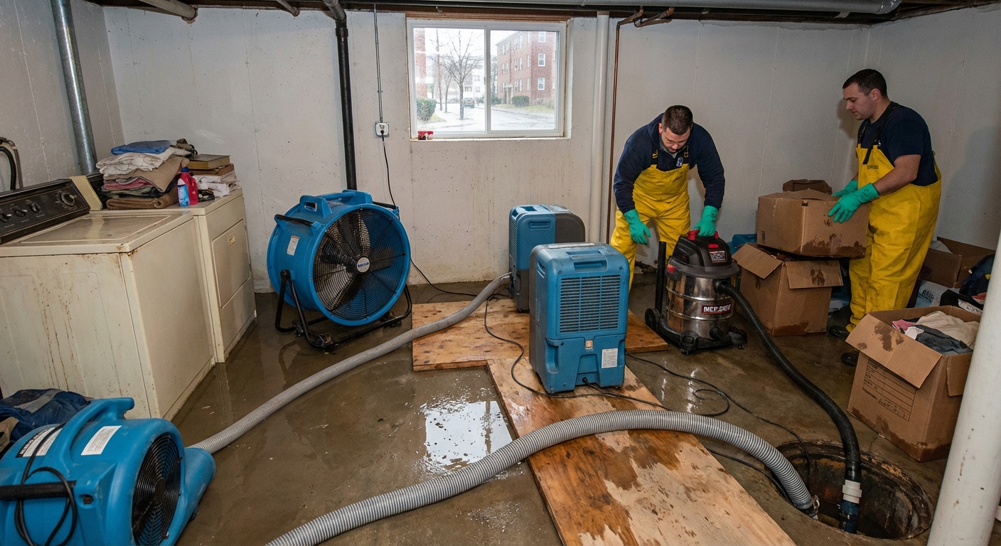 Flooded Basement Restoration in Malden