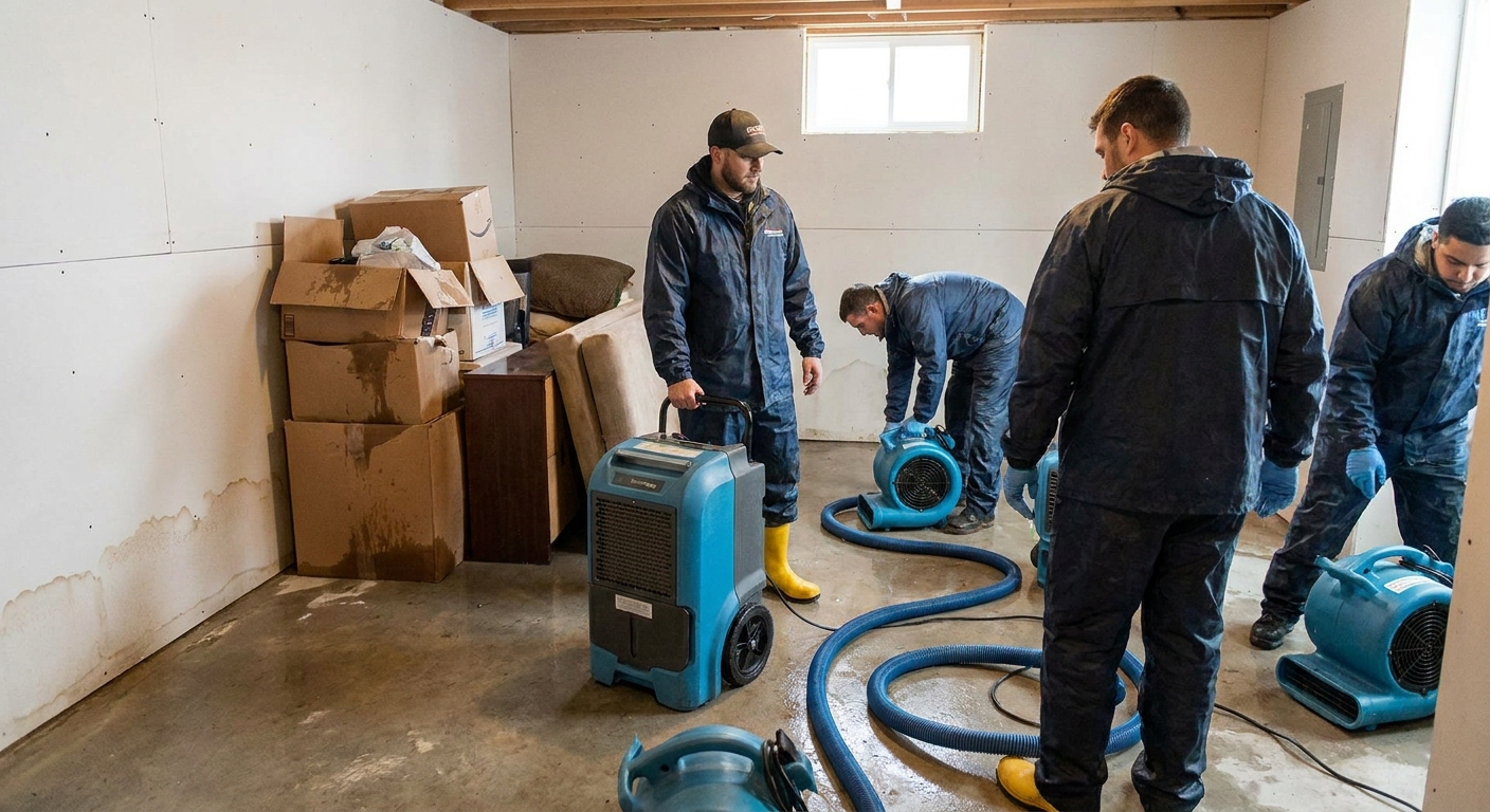 Flooded Basement Restoration in Medford