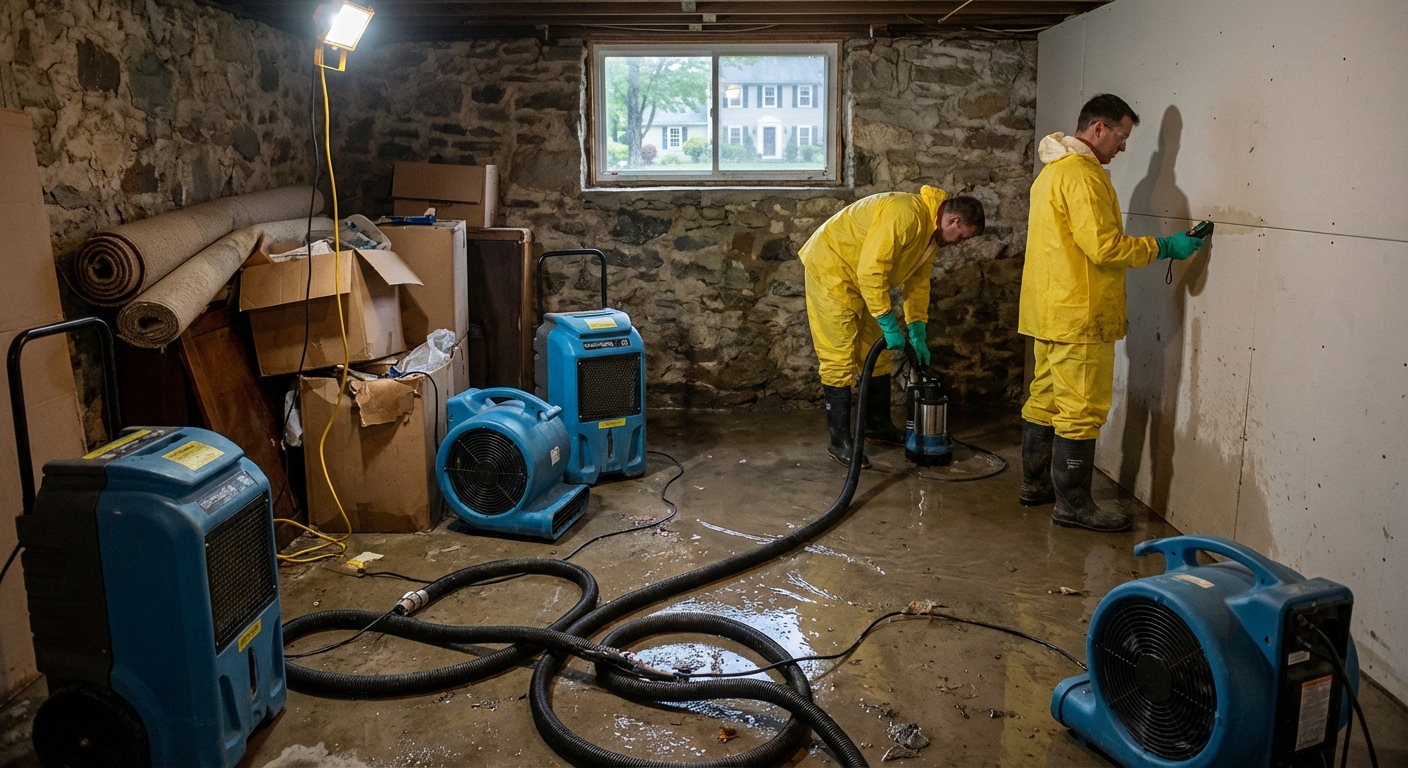 Flooded Basement Restoration in Boxborough