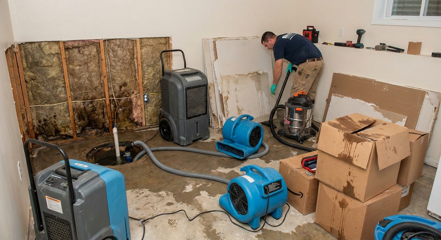 Flooded Basement Restoration in Braintree