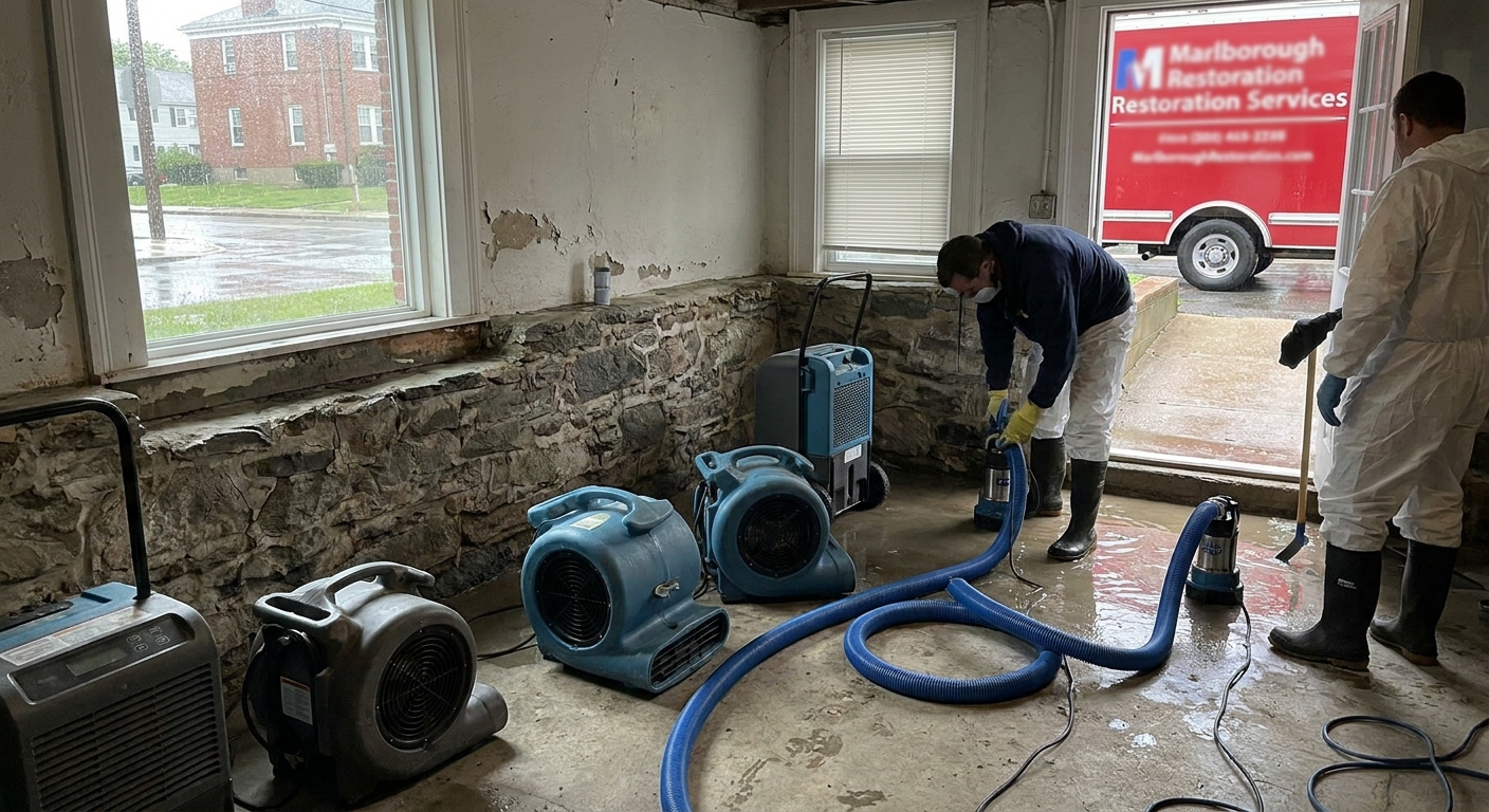 Flooded Basement Restoration in Marlborough