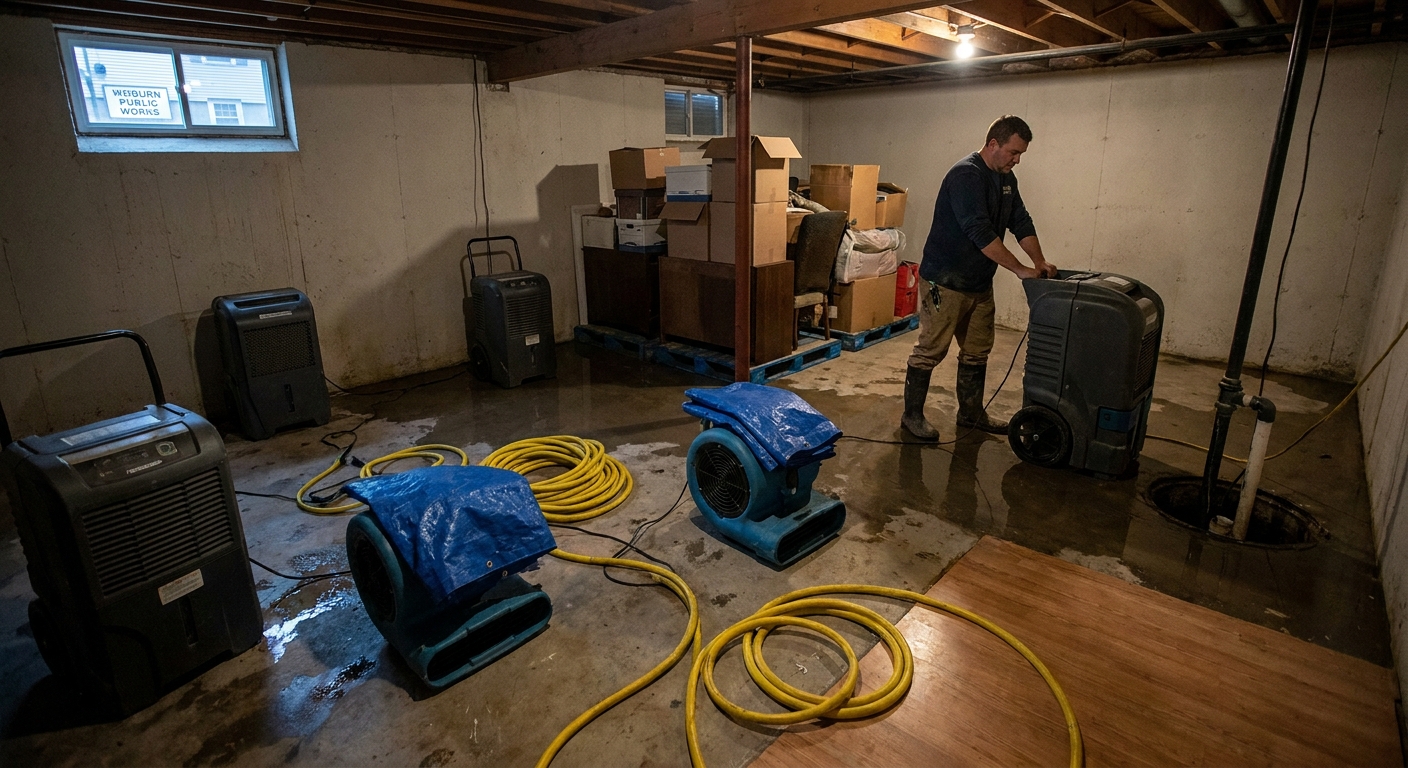 Flooded Basement Restoration in Woburn