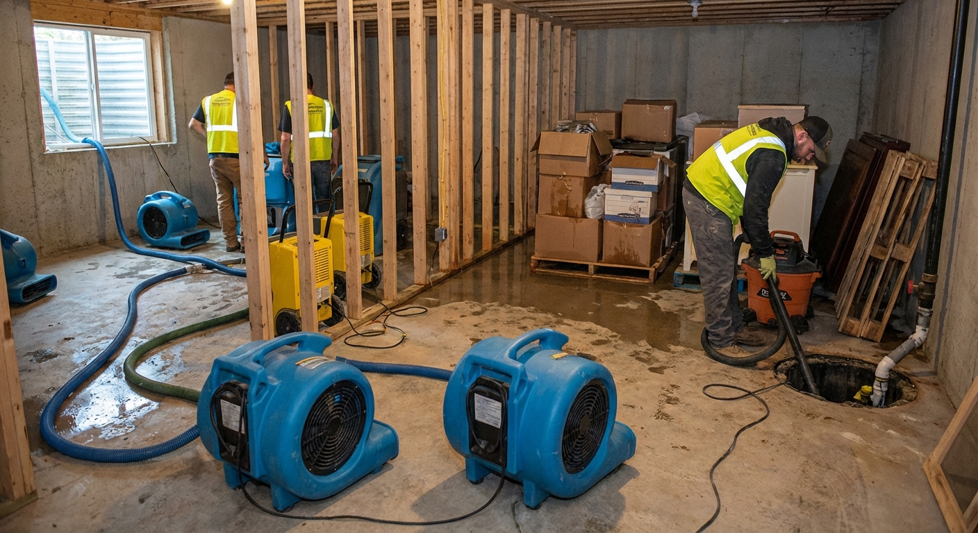 Flooded Basement Restoration in Andover