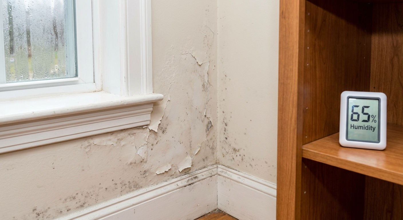 Early signs of mold in Needham such as musty odors, wall discoloration, and condensation before it spreads