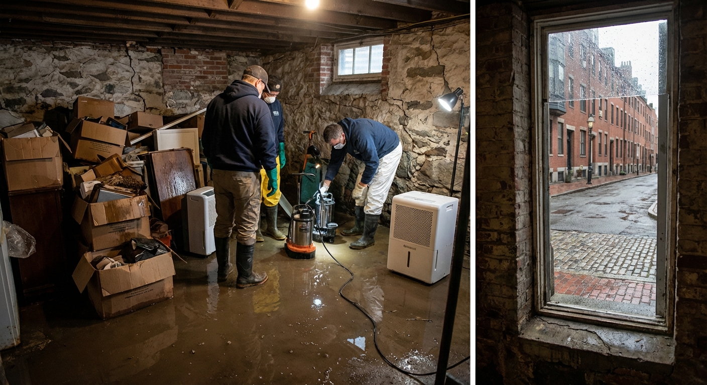Flooded Basement Restoration in Boston
