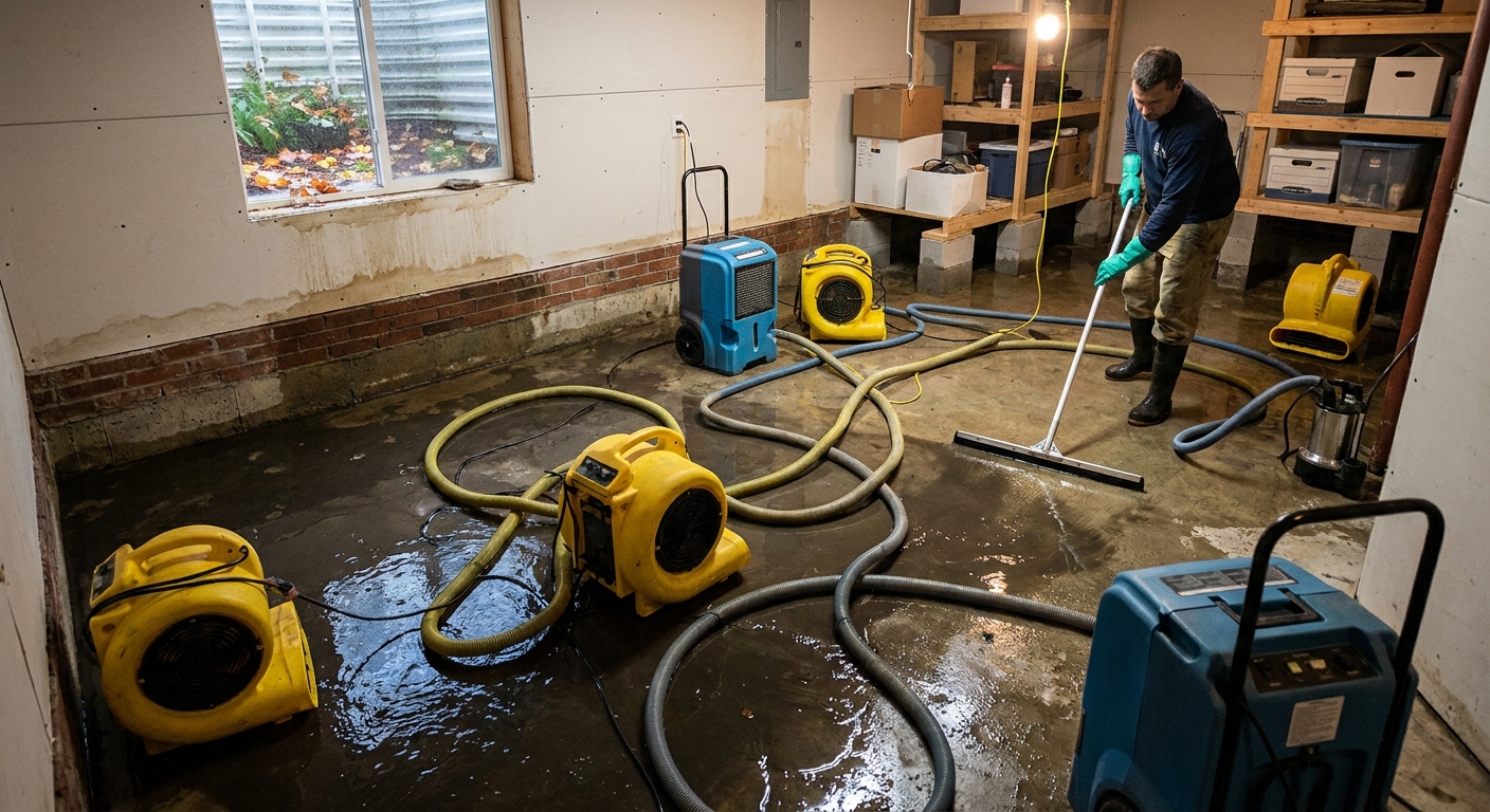 Flooded Basement Restoration in Westwood