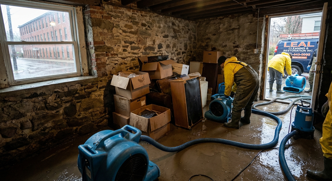Flooded Basement Restoration in Lowell