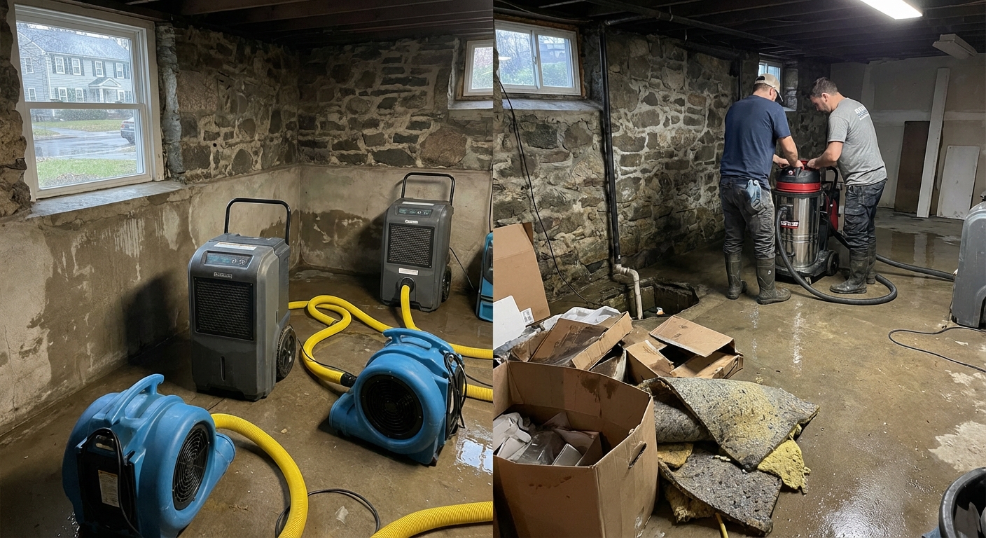 Flooded Basement Restoration in Winchester