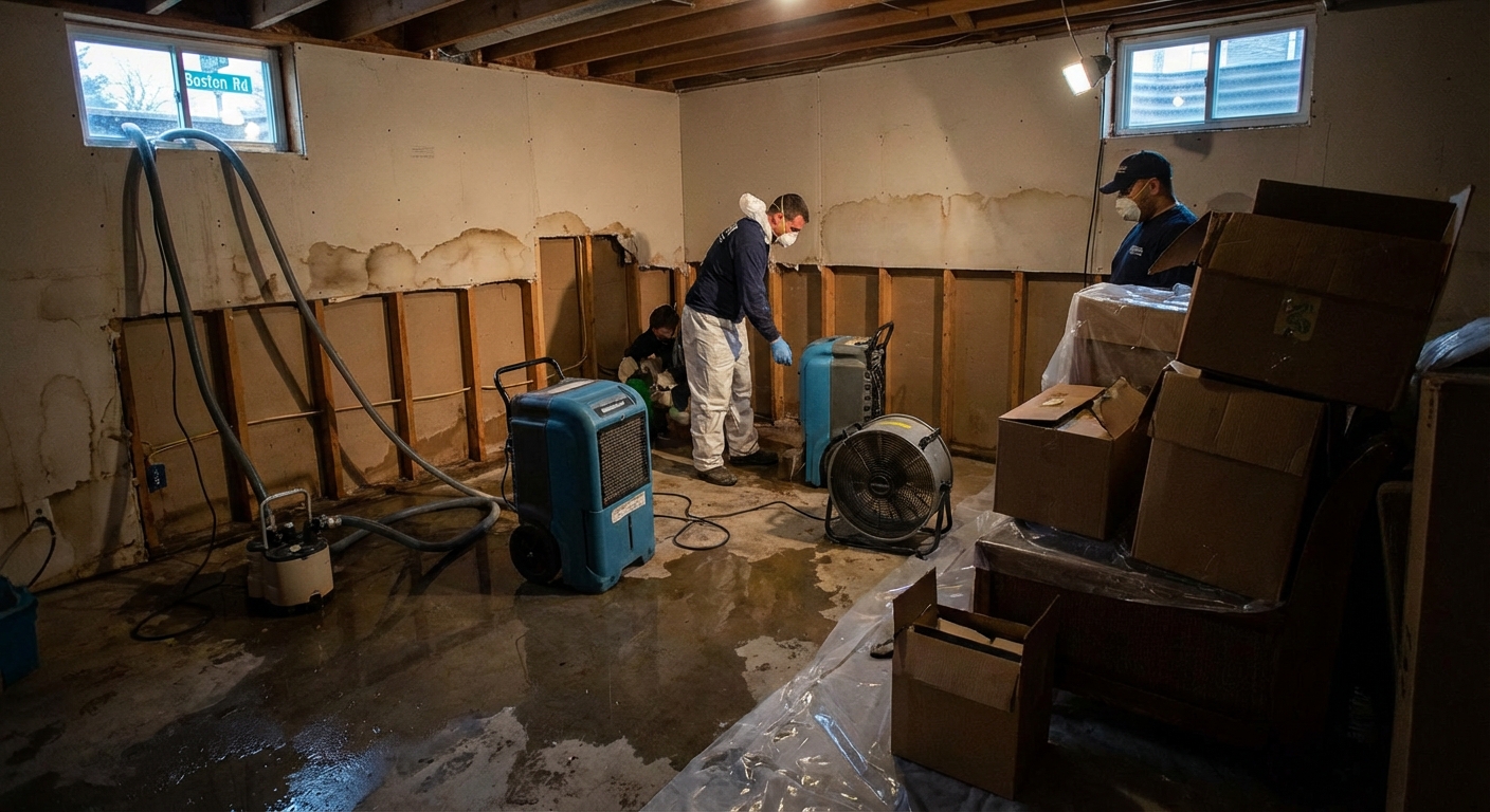 Flooded Basement Restoration in Billerica