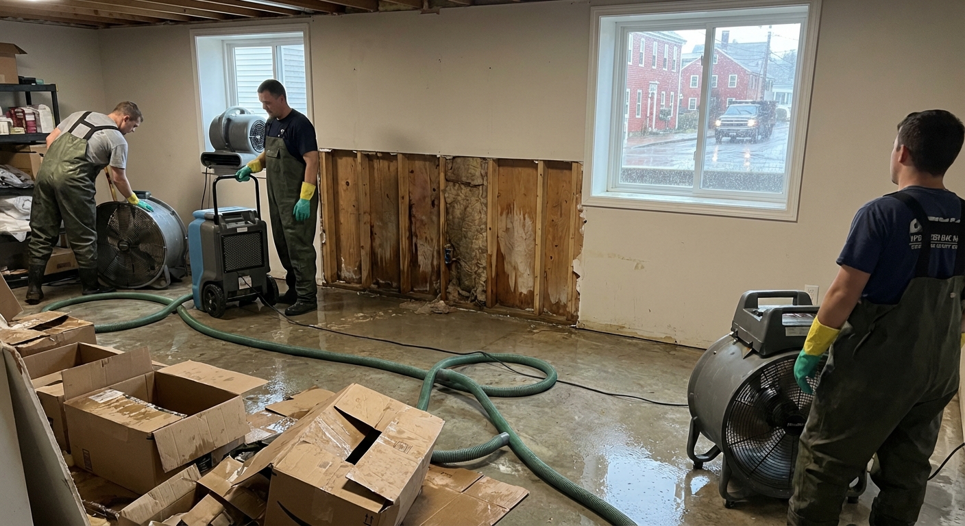 Flooded Basement Restoration in Ipswich